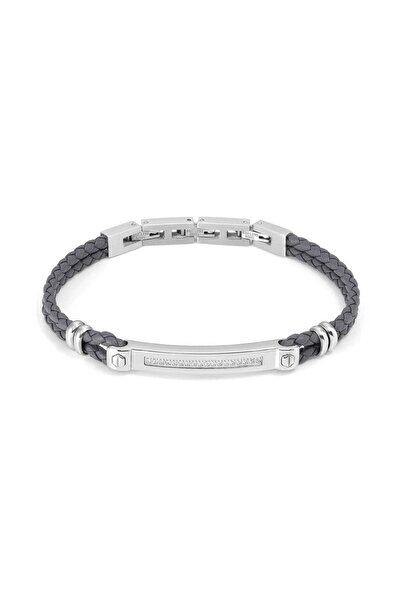 NOMİNATİON MANVISION bracelet in steel, cz and GRAY synthetic leather WHITE P...