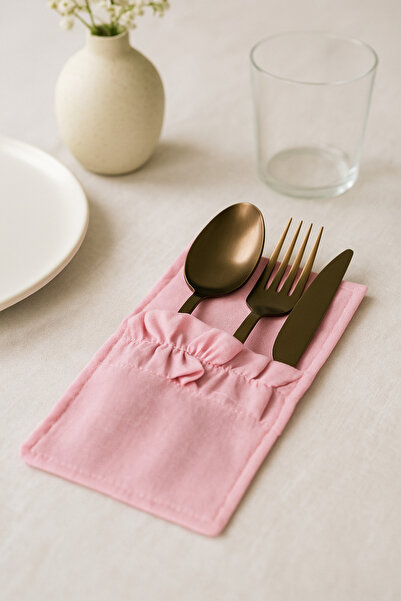 h homerest 6 Adet Pembe Keten Kaşıklık, El Yapımı Bölmeli Servis Kaşıklığı, Ç...