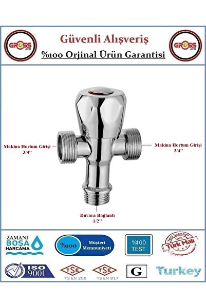 Şahinler Çift Çıkışlı Çamaşır, Bulaşık Makina Musluğu - %100 Prinç