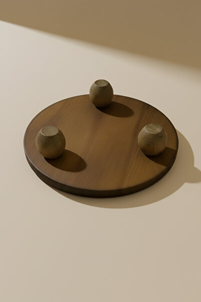 KHAKMA 3-Legged Natural Wooden Round Presentation & Serving Stand – Presentation Serving Board |   Decorative Design 25 cm