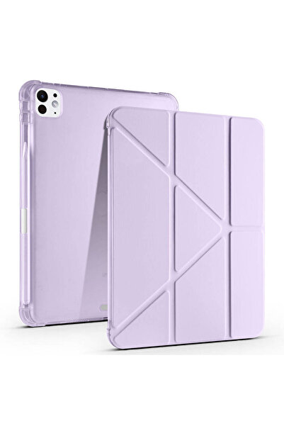 Kılıfist iPad Pro 11 2025 M5 Case Zore Tri Folding Case with Pen Compartment and Stand - Lilac