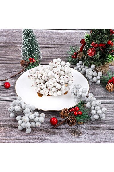 EBA Decoratiune Craciun, Model Buchet Flori Albe Inghetate eBA, 40 crengute, ...