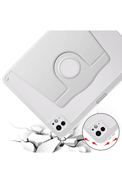 ZenithWorks iPad Pro 11 2025 M5 Case Zore Termik Pen Compartment Rotatable Stand Case - Lavendery Gray