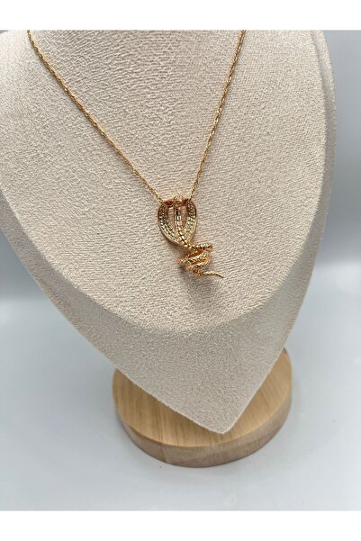 MyladyAccessoriess Coiled Snake Rose Necklace (Steel)