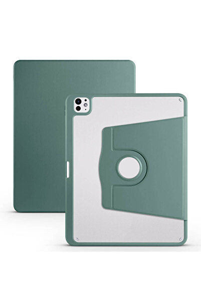 Kılıfist iPad Pro 13 2025 M5 Case Zore Termik Pen Compartment Rotatable Stand Case - Dark Green