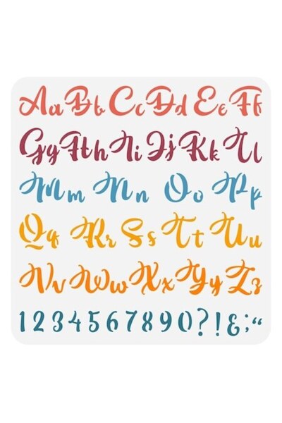 FINGERINSPIRE Alphabet Letter Stencil, — Cursive & Upper/Lowercase, PET Plastic, 30x30 cm
