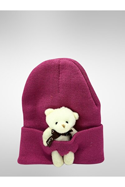 neonstore Flexible Children's Beret with Plush Toy
