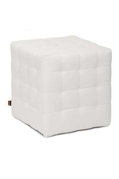 QMOBILI Taburet Bump Alb, piele ecologică, tip cub