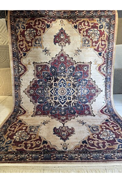 Padişah Dekoratif Yıkanabilir Halı EAC74 Yeni Nesil Kaymaz Taban Salon Halısı Modern Göbekli Klasik Desenli