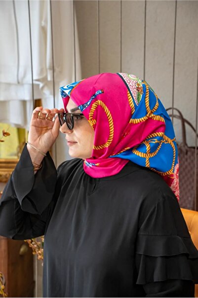 vavelli Karanfil Desen Pembe %100 Twill İpek Eşarp