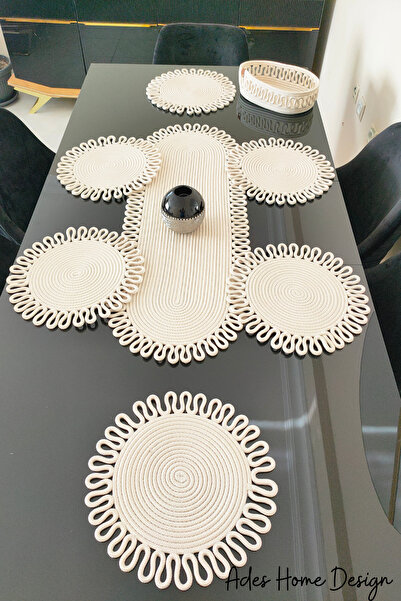 ADES HOME DESİGN Jüt,Amerikan Servis Takımı,6 Supla,1 Ekmek Sepeti,1 Runner,Tabak Altlığı,Ranır,Supla Takım,Lux Sunum