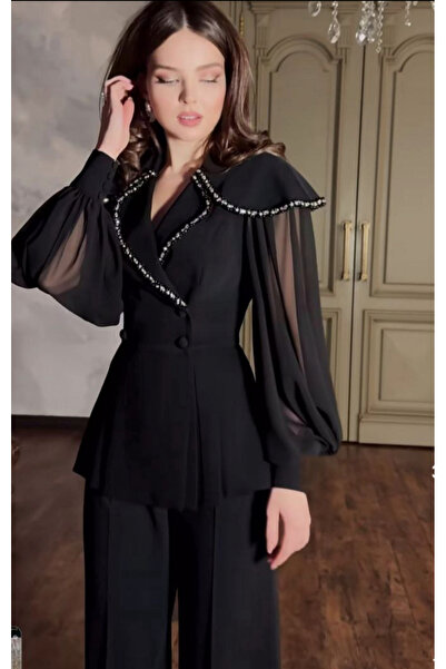 MODA Yeni sezon taş işlemi ceket pantolon ikili takım