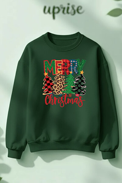 Vordevia Crăciun Fericit cu imprimeu Hanorac din bumbac 3 fire B guler rotund...