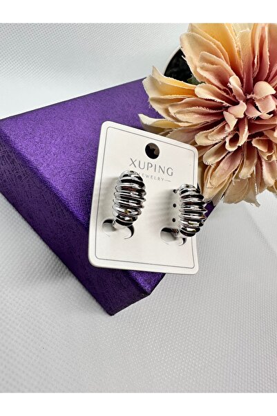 XUPING JEWELRY أقراط فولاذية على شكل حلقة مرصعة بالألماس