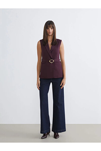 LC Waikiki LCW Vision Bordo Ceket Yaka Kadın Klasik Yelek