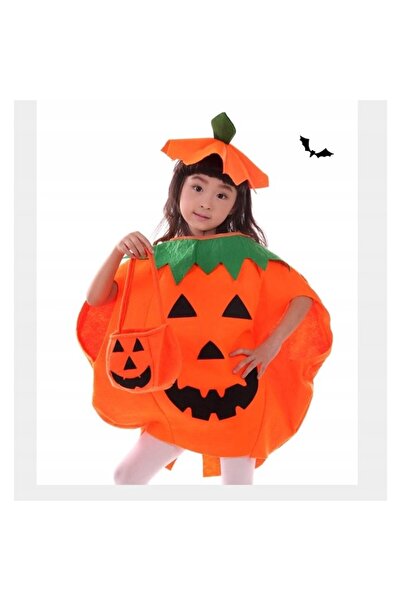 EBA Costum de Halloween pentru Copii, eBA®, Costum Dovleac, Palarie si Sac de Bomboane, Portocaliu