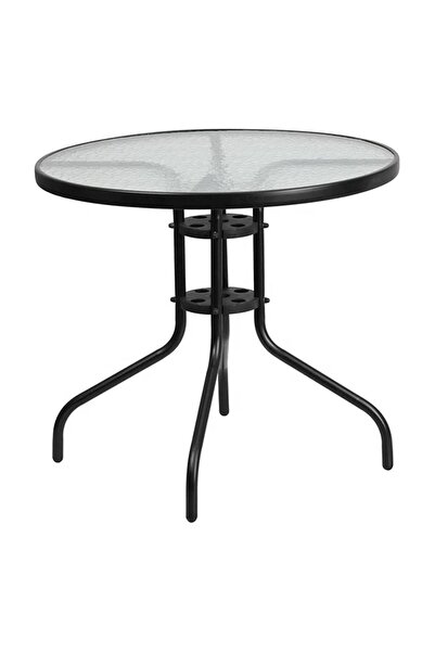 EBA eBA round coffee table, 60 cm, tempered glass, black metal frame – Ideal for balcony, t