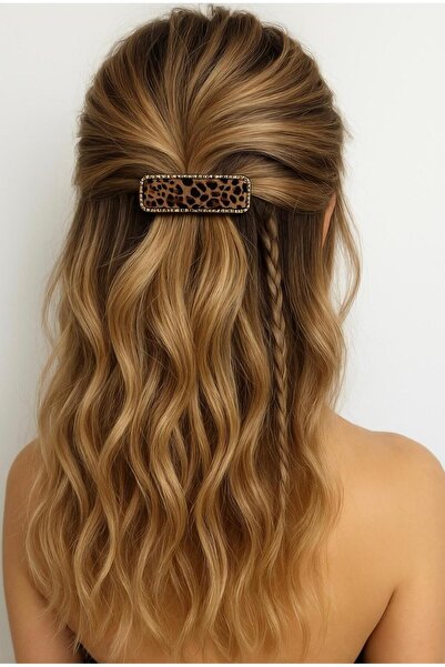 ERDESIGNN Γυναικεία εισαγόμενη πόρπη με λεοπάρ στάμπα με πέτρινη λεπτομέρεια ...