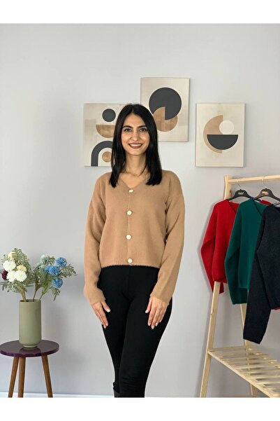 YusGos Women's Bearded Knitwear Crop Cardigan