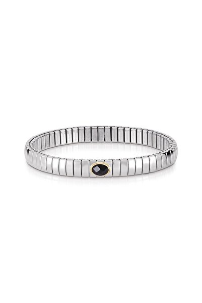 NOMİNATİON 18K altın ve 1 kübik zirkonya -011_Siyah- ile paslanmaz çelik içinde EXTENSION Bileklik -ler- SILVER