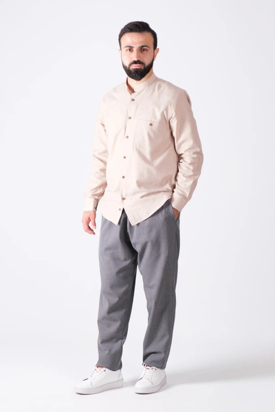 zeytindalı Leyyin Lastikli Şalvar Pantolon Füme