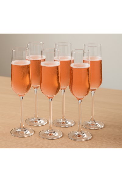 COCEM Comer Set of 6 Pink Champagne Glasses – Crystal Glass, 195 Cc for Special Occasions & Celebrations