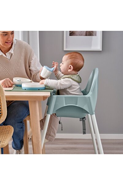 IKEA ANTILOP Highchair with safety belt, grey-blue/white