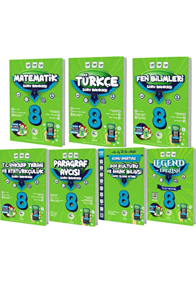 AV YAYINLARI 8. Sınıf Türkçe Matematik Ve Fen İnkılap Din İngilizce Paragraf Soru Bankası 7'li Set