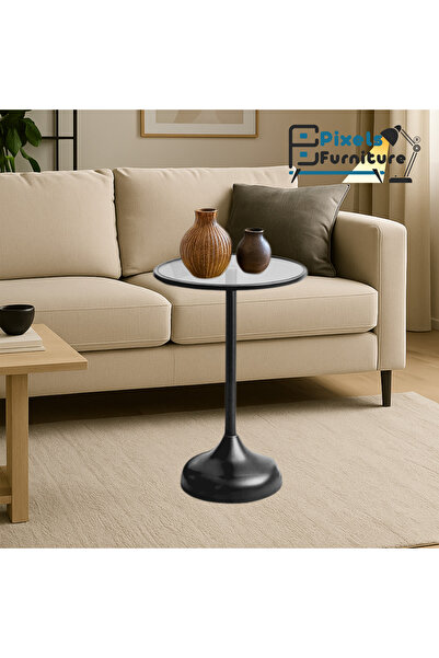 PixelsFurniture A stylish serving table from Pixel Furniture, with a heat-resistant glass top and metal base, 35*55cm