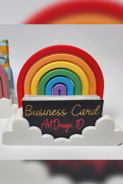 Genç 3D Θήκη Επαγγελματικών Καρτών Rainbow – Πολύχρωμη Επιτραπέζια Βάση Επαγγ...