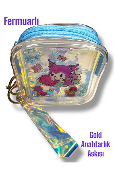 CNBYs Kuromi & My Melody Şeffaf Sulu Payetli Hologram Mini Cüzdan - Sanrio Karakterli Koleksiyon Aksesuar