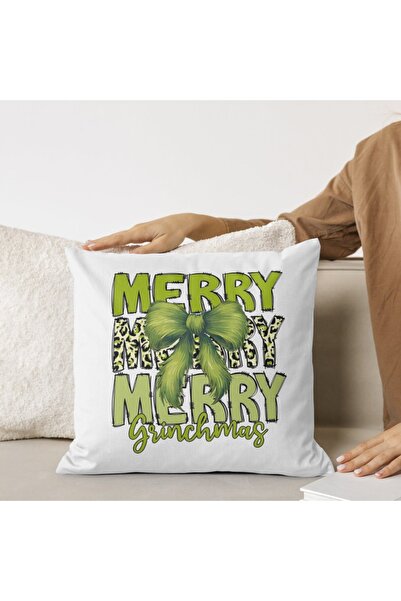 PRİNTOPİA DESİGN New Year Concept Fiber-Filled Satin Throw Pillow Model 5