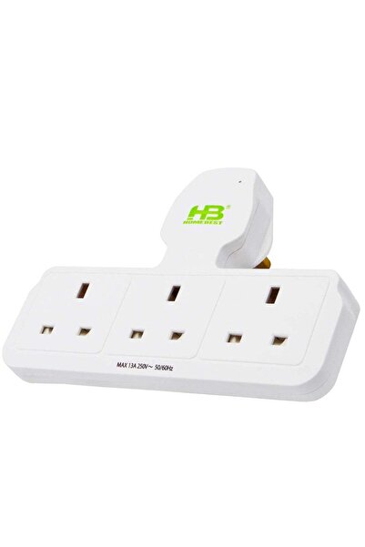 Home Best High-quality three-prong electrical connector with a 13-amp protection fuse and child-resistant sliding safety covers. White color.