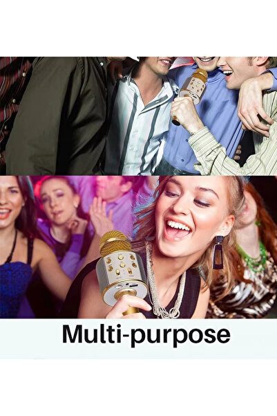 yumax Kablosuz Karaoke Mikrofon – Bluetooth, 60 Desibel Metal Gövde, USB & SD Girişli, 800mAh Pil