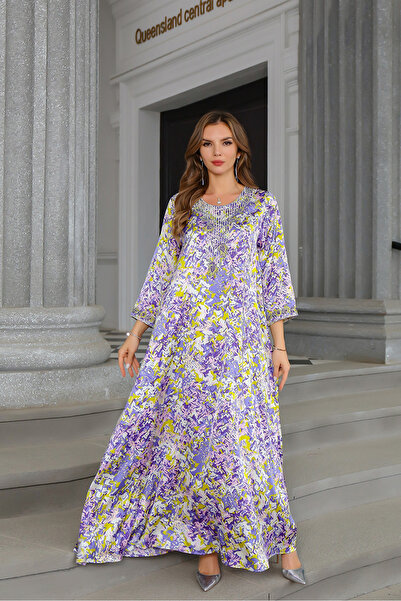 SEVENTEEN KSA جلابية مطبعة بتدرجات بنفسجية