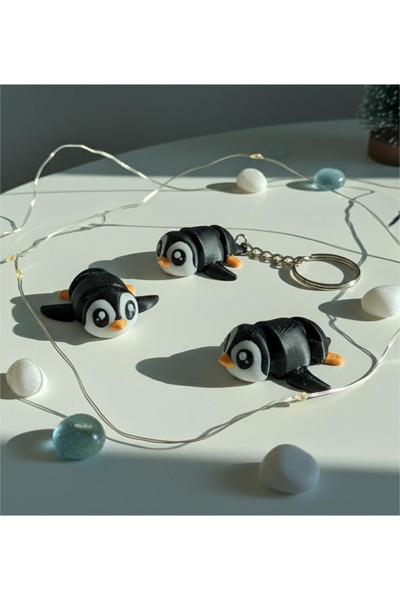 Nycruin3D قطعتان من سلسلة المفاتيح على شكل بطريق متحرك - زينة للحقائب، إكسسوا...