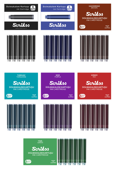 Wiz Design Scrikss Kartuş Serisi 6'lı Paket * 7 Renk (Siyah/Mavi/Kırmızı/Kahv...