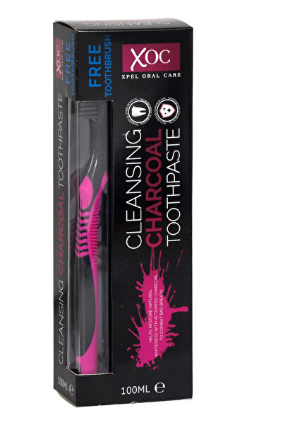 Xoc Set pastă de dinți cu cărbune, 100 ml și periuță de dinți,
