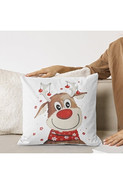 PRİNTOPİA DESİGN New Year Concept Fiber-Filled Satin Throw Pillow Model 3