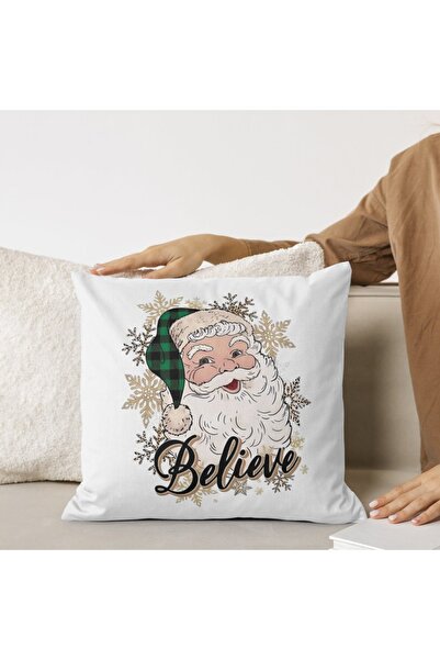 PRİNTOPİA DESİGN New Year's Concept Fiber-Filled Satin Throw Pillow Model 6