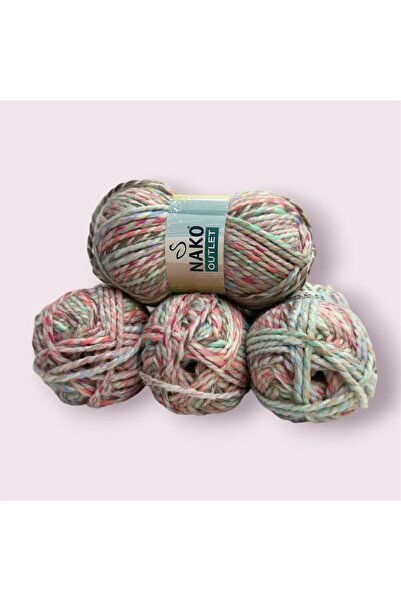 NAKO Outlet Spaghetti İhraç Fazlası El Örgü ipi 500gr - Ebruli