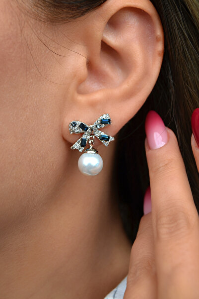 Sacce Scarves&Accessories Zircon Stone Bow Model Pearl Earrings – Stylish and Long-Lasting Elegant Earrings