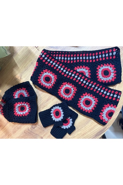Feniks Patterned Scarf-Beanie-Glove Set