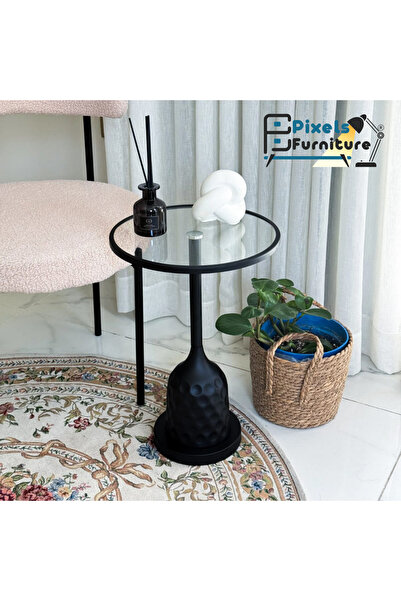 PixelsFurniture A stylish serving table from Pixel Furniture, with a heat-resistant glass top and metal base, 35*55cm