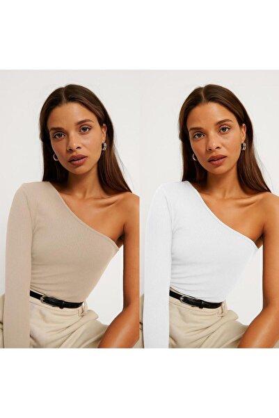 ÖZ PAMUK 2 bucăți bluză cu mânecă lungă, cu un singur umăr