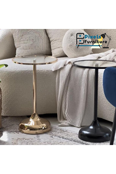 PixelsFurniture A stylish serving table from Pixel Furniture, with a heat-resistant glass top and metal base, 35*55cm