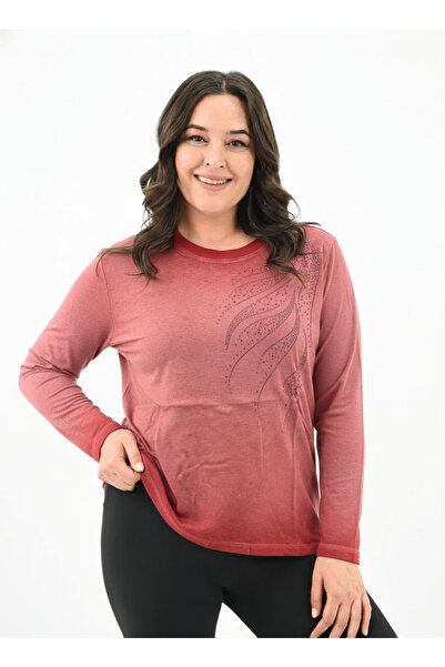 Büyük Beden Uzun Kol Taşlı Body