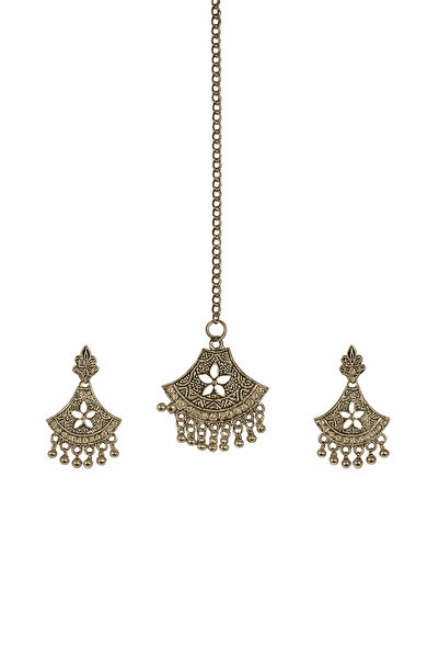 Kaftan Collection Indian Forehead and Indian Earrings Set of 3