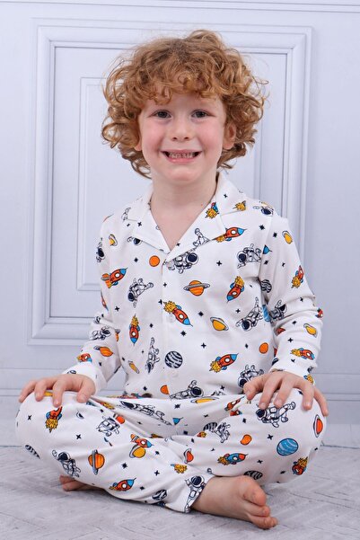 Tiril Tiril 102 Παιδικό αγορίστικο μακρυμάνικο πουκάμισο και πιτζάμες - Λευκό