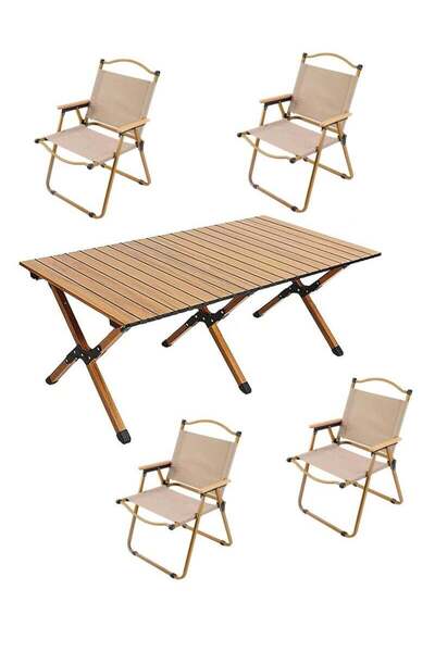 Cady One Table and 4 chair set, foldable for camping and picnics